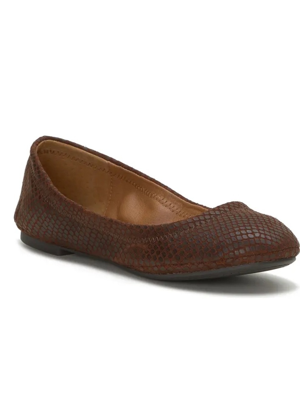 Lucky Brand Emmie 4 Ballet Flats in Dark Brown embossed